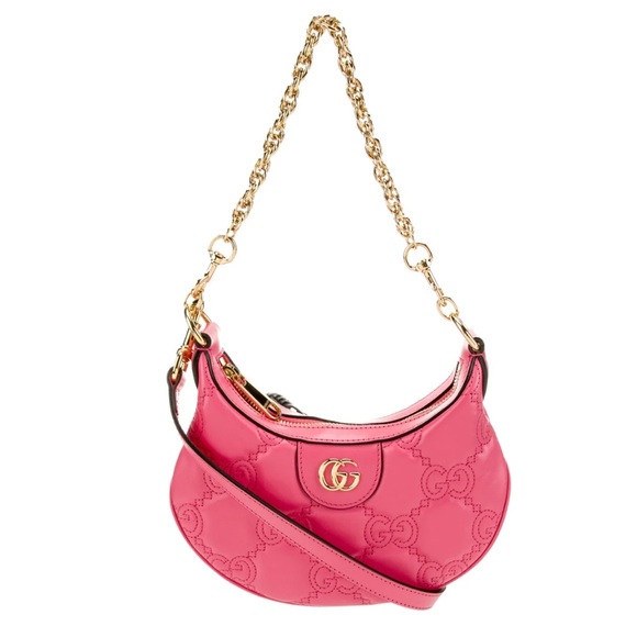 Gucci Handbags - Gucci Pink Shoulder Bag with Gold Chain